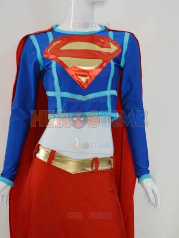 Новинка Блестящий костюм Супергерл с металлическим блеском Лидер продаж Костюм