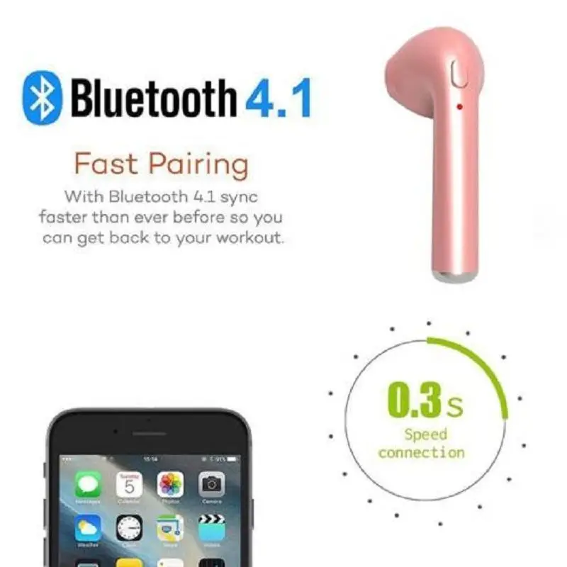 Мини Bluetooth 4 1 стерео гарнитура в Уши Беспроводные i7 наушники розовые вкладыши