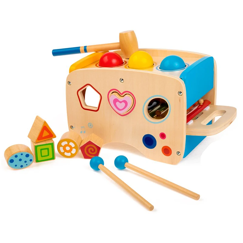 Baby Wooden Toy Kds Tool Disassemble Table Music Knock On The Ball Learning Educational Assembly | Игрушки и хобби