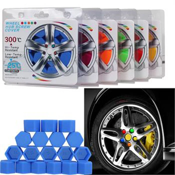 

10 Sets of 20 pcs 17mm Hex Wheel Lug Nut Protection Caps Noctilucent Silicone Wheel Rim Bolt Cover Fluorescent Car Styling Parts