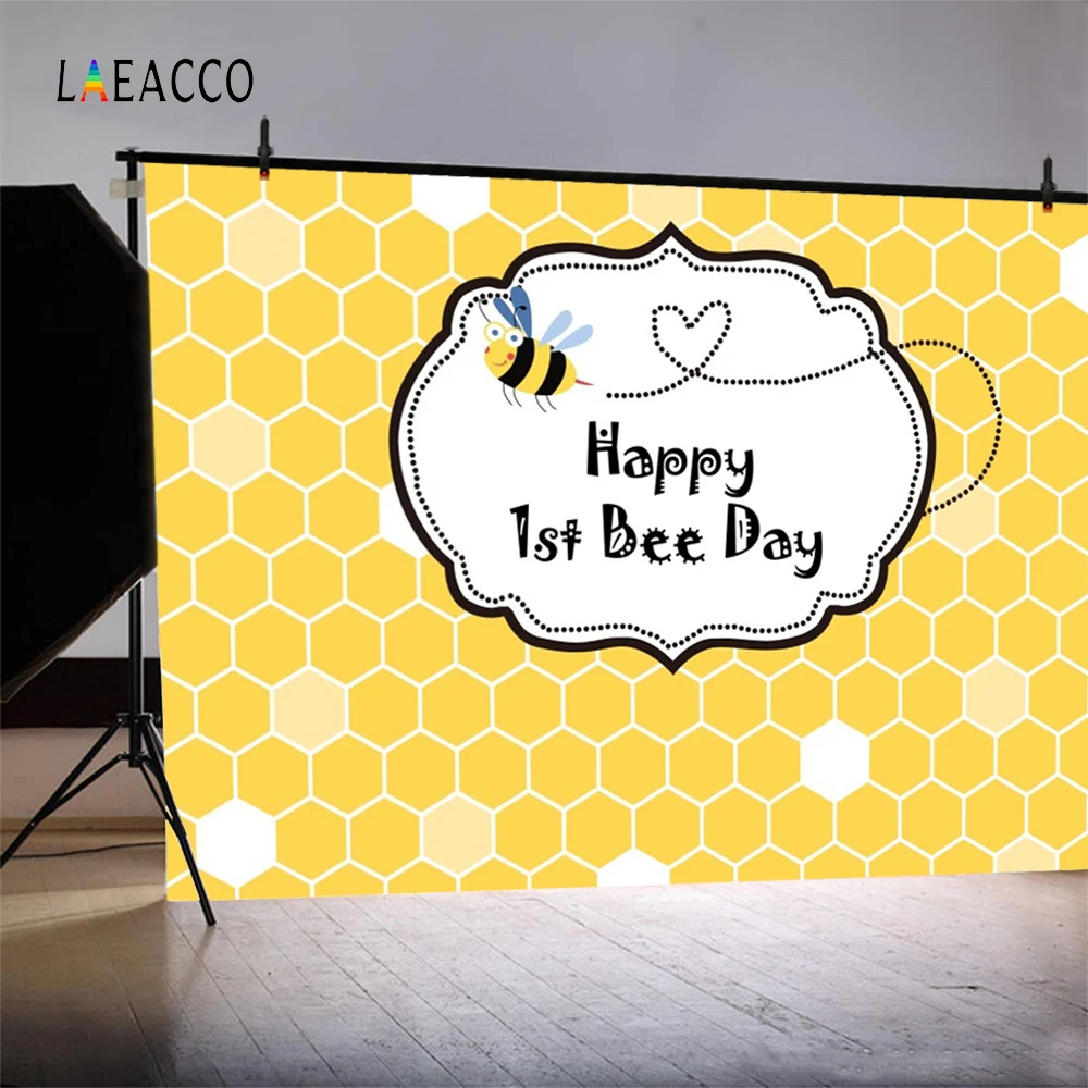Laeacco Happy 1st пчела день соты ребенка рождения партии мультфильм фотографии фоны для
