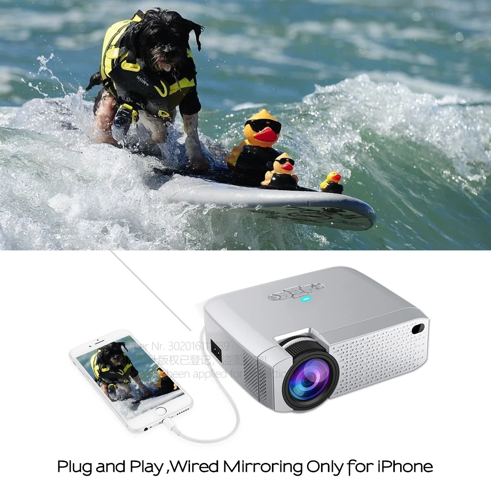 AUN D40W мини-проектор, Поддержка IOS/Android телефон беспроводной синхронизация дисплей, светодиодный проектор для 720P домашнего кинотеатра, 3D проектор