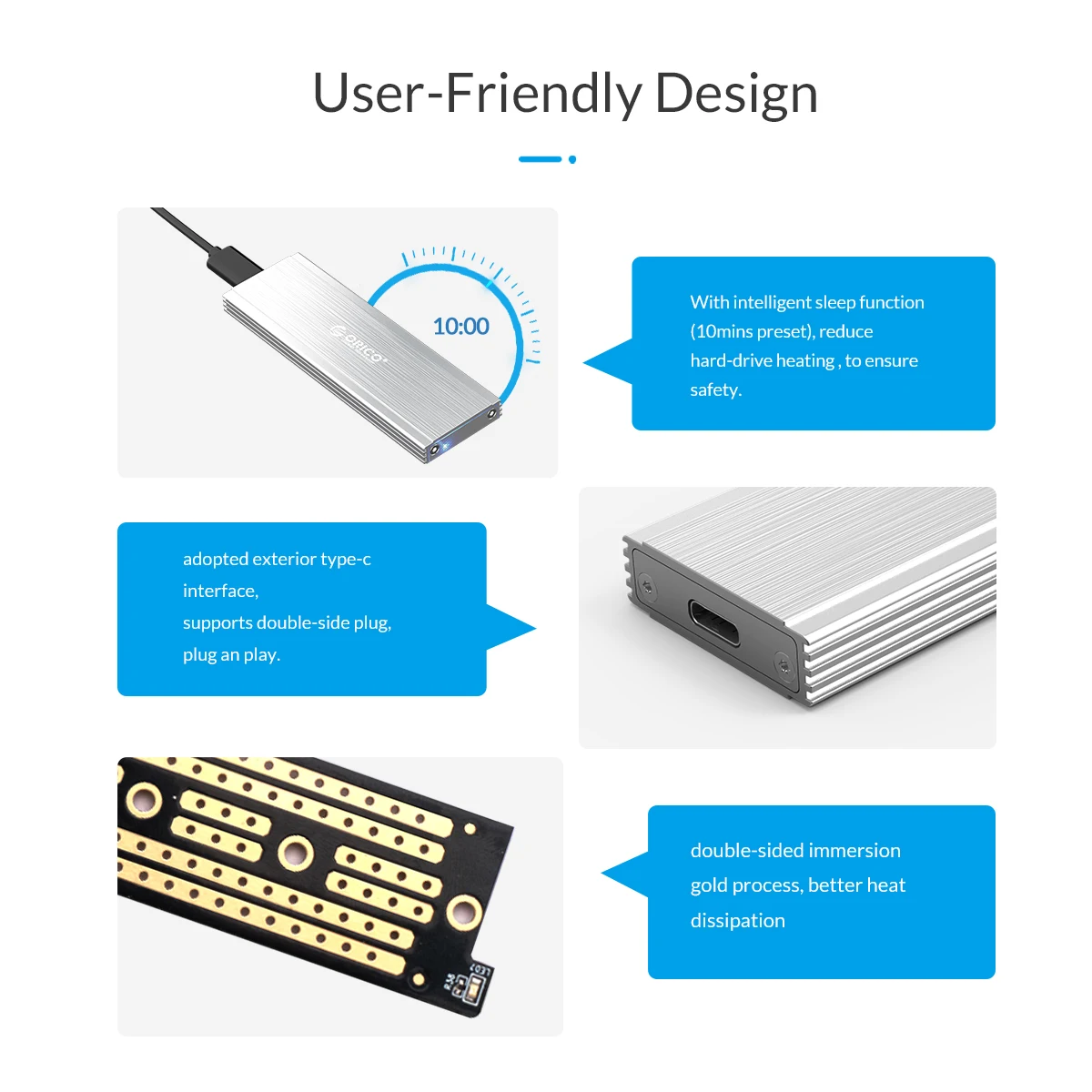ORICO M2 SSD чехол NVMe NGFF M.2 SSD HDD корпус USB3.1 Тип-C Gen2 10 Гбит/с для samsung Intel 2230 2242 2260 2280 NVME SSD SATA SSD