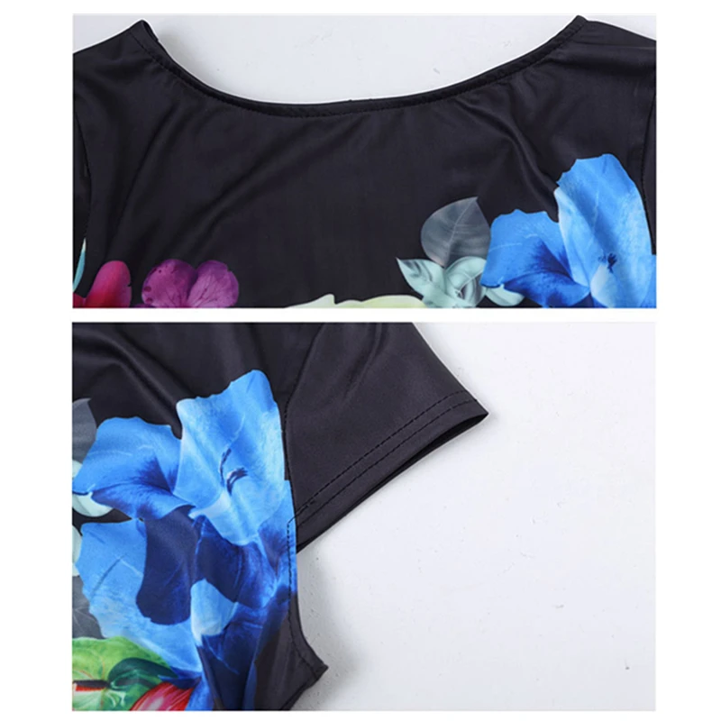 

VISNXGI Bodycon Dress Short Sleeve Women Dresses Floral Print Patchwork Slim Bodycon Dress Party Pencil Plus Size Club Clothes