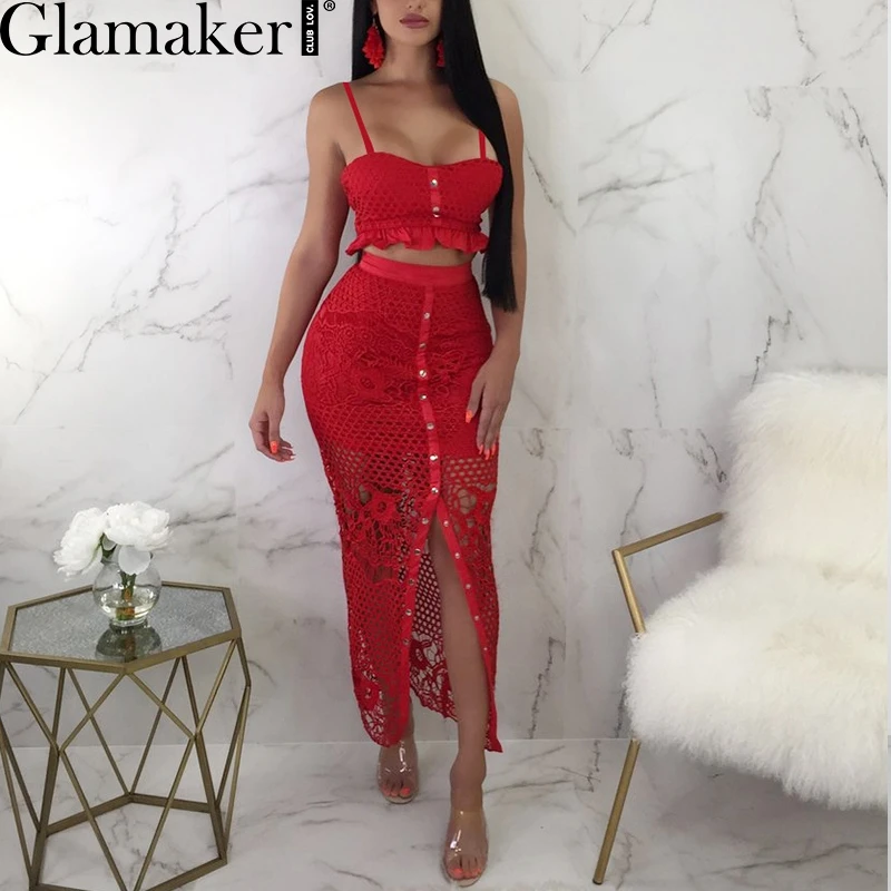Женское ажурное платье Glamaker желтое длинное белое с оборками облегающее Макси