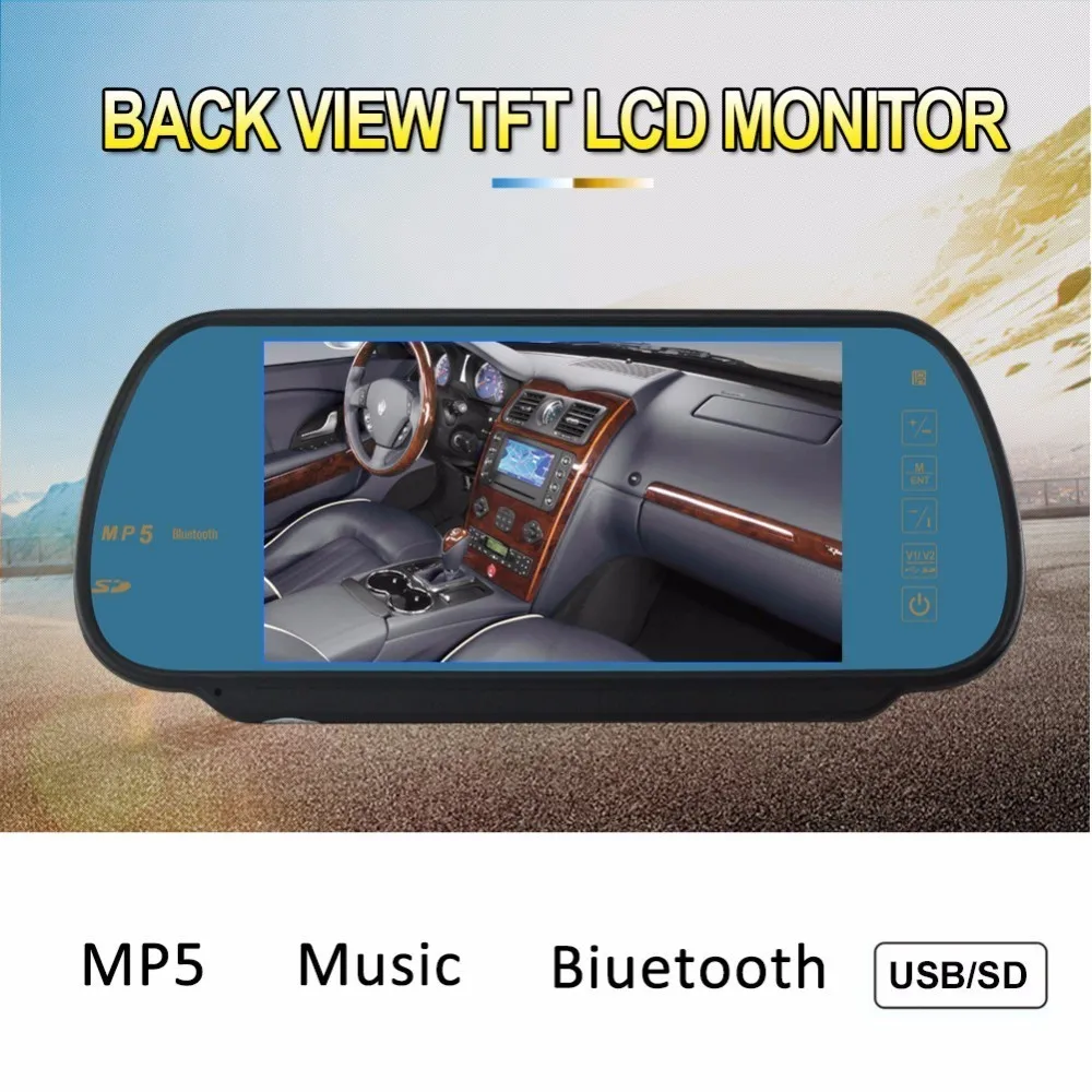 Новый 7 дюймов автомобиля Зеркало заднего вида Дисплей MP3/MP4 плеер Bluetooth Динамик
