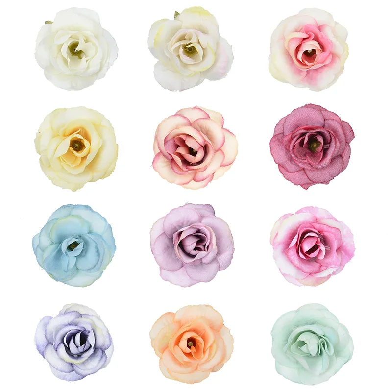 

New 10pcs artificial flower 4cm silk rose head wedding party home decoration DIY wreath scrapbook gift box craft