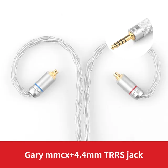 grey mmcx 4.4 Лампа указателя T2 16 Core с серебряным покрытием обновления HIFI кабель 3,5/2,5/4,4 мм разъем MMCX/2Pin разъем для лампа указателя V80 плотным верхним ворсом KZ AS10/AS06/ZS10 CCA C10 C16 - Цвет: grey mmcx 4.4