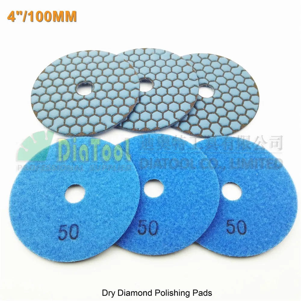 Diatool 6 шт. диаметр 4 inch смолы облигаций алмазные гибкие полировки Грит#50 100 мм Сухой камень Наждачные круги гранит Мрамор Керамика