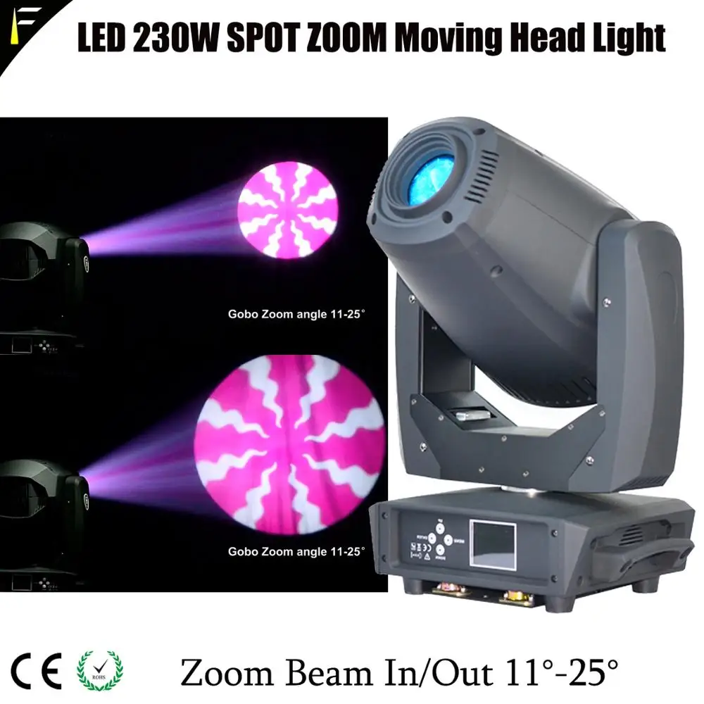 С 11 ° 25 Zoom LED Moving Head Spot Light 230w Spotlight для сцены DMX 3pin & 5pin Zooms клубной дискотеки|Эффект
