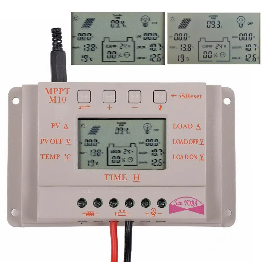 MPPT Solar Charge Controller 10A LCD Display Regulator 12V 24V + Panel Z bracket Mounting Mount Flat Roof Wall A609 | Обустройство