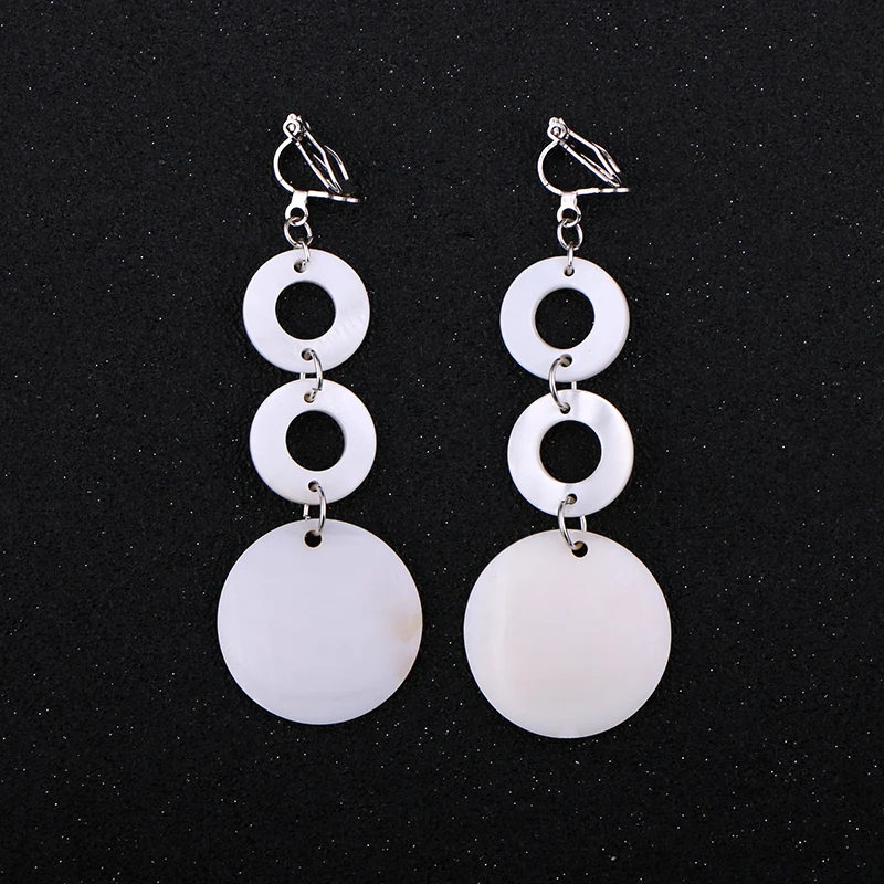 Серьги с кисточками женские геометрические круглые без косточек|clip earrings without