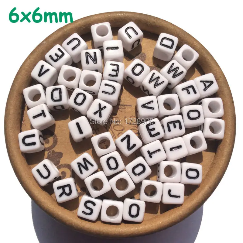 

Beads for Jewelry making Separate Letter Bead 6mm 200pcs A to Z Acrylic Beads for Kids White Alphabet Beads Cube Square Beads