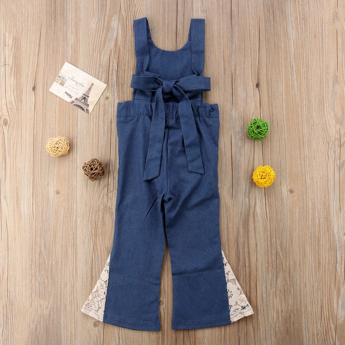 Широкие брюки для маленьких девочек джинсовый комбинезон в стиле пэчворк на