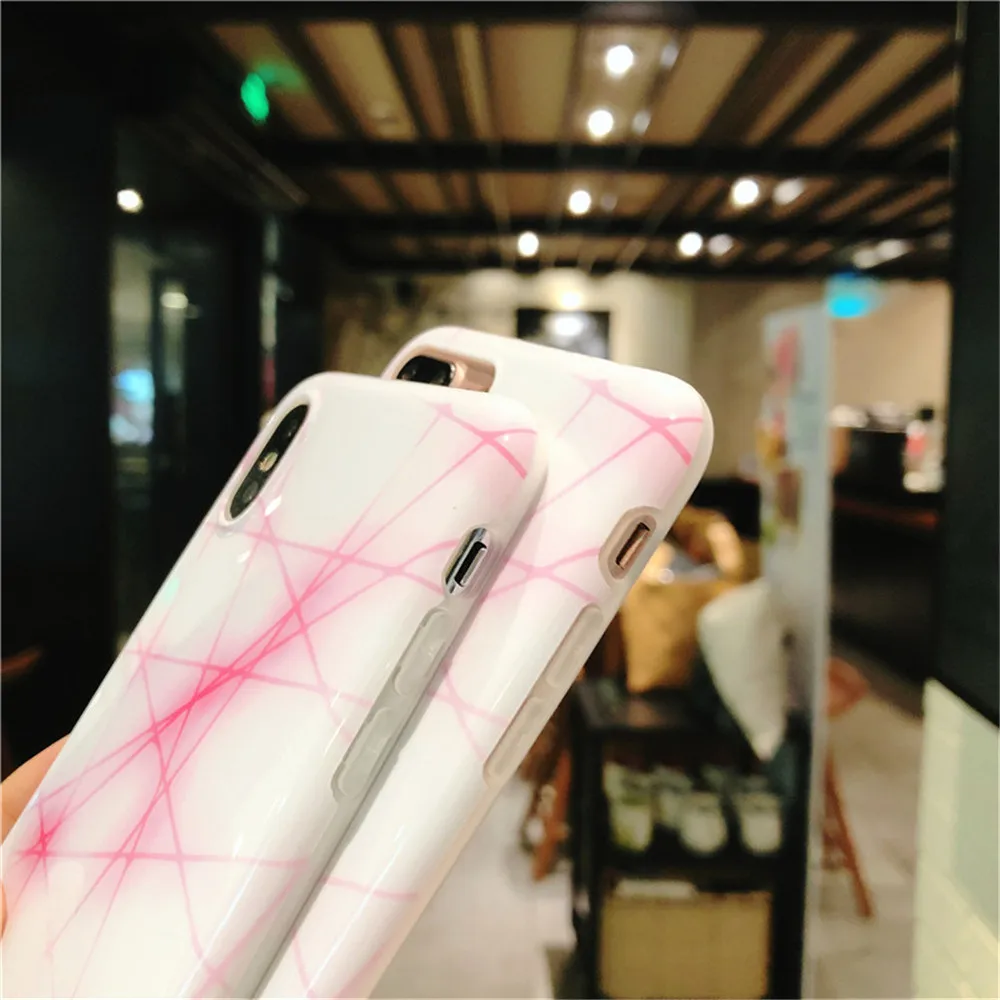 WANGFUZHI розовый волокно узорчатый чехол для iPhone 6 6S 7 8 Plus X Глянцевая задняя крышка
