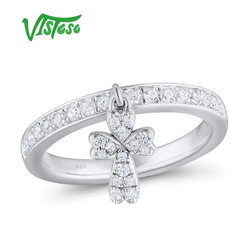 VISTOSO серебряные кольца для женщин 925 пробы серебряный крест розовое золото цвет