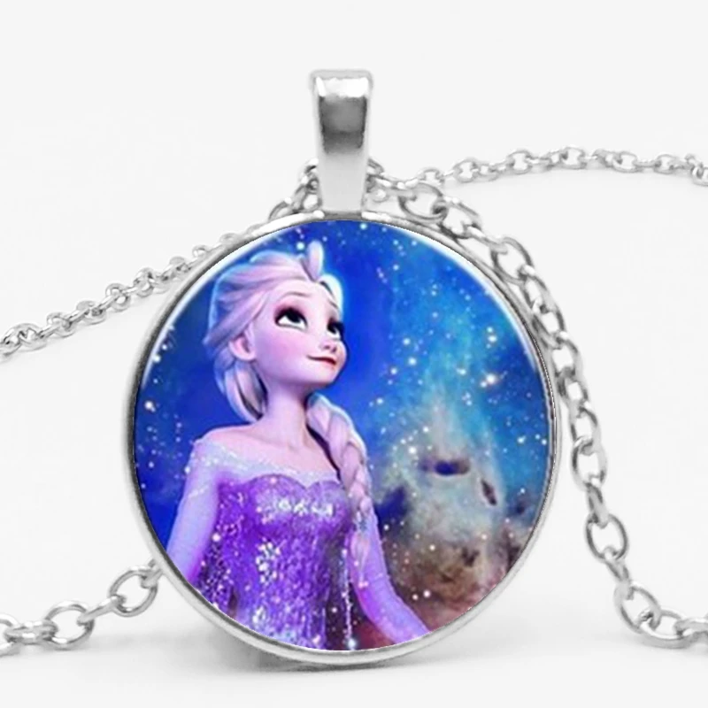 Новая подвеска с Анной подвеской Ge Elsa, ожерелье с изображением героев мультфильмов для девочек, ожерелье с драгоценными камнями, подарок для девочек, цепочка с мультяшным свитером