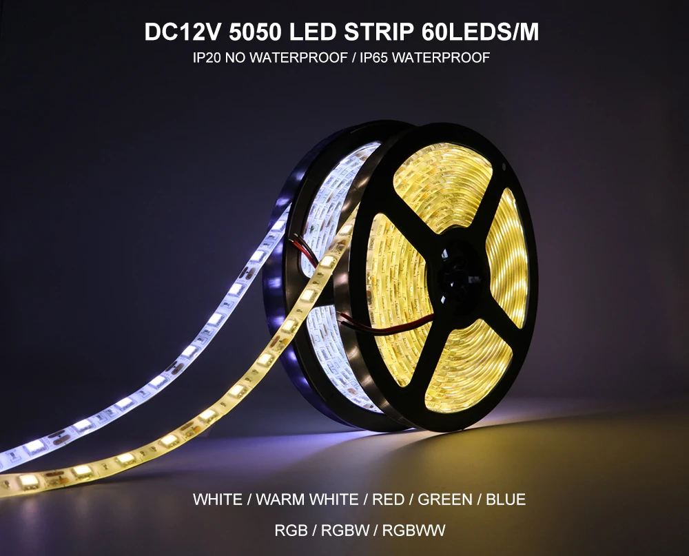 DC12V SMD светодиодные полосы 5050 60 Светодиодный s/m 5M IP20/IP65 Гибкая полоса света RGB/RGBW/RGBWW/белый/теплый/красный/синий/зеленый