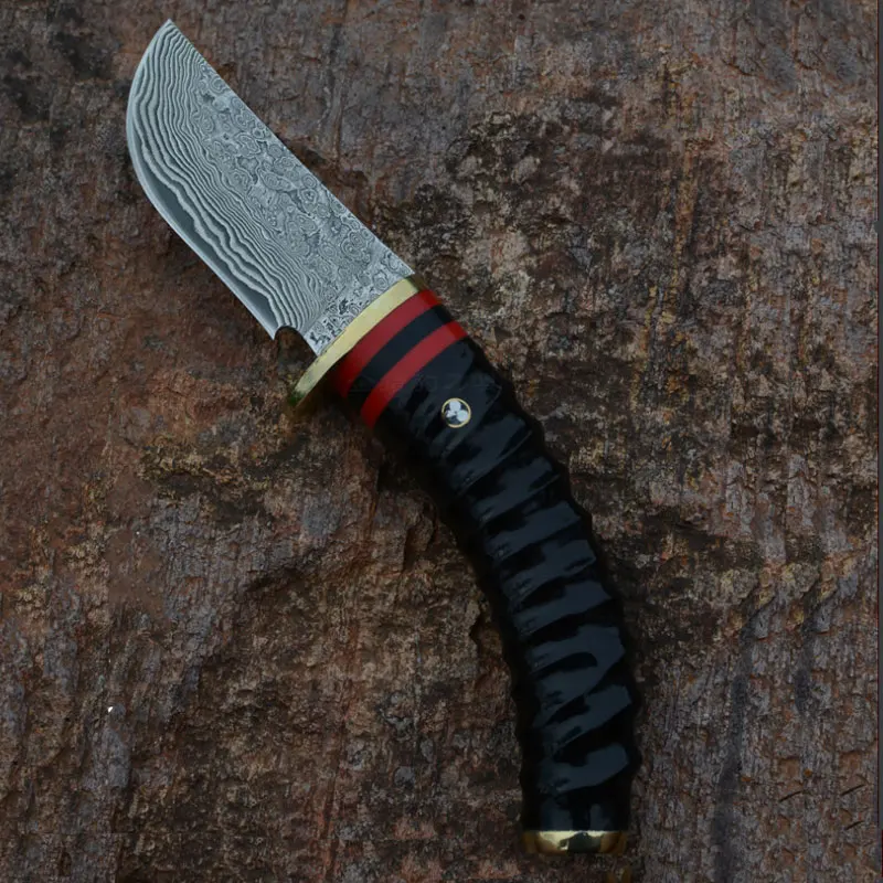 Дамаск Ножи Коготь ручка фиксированным лезвием Охотничьи ручной ковки Сталь 58HRC