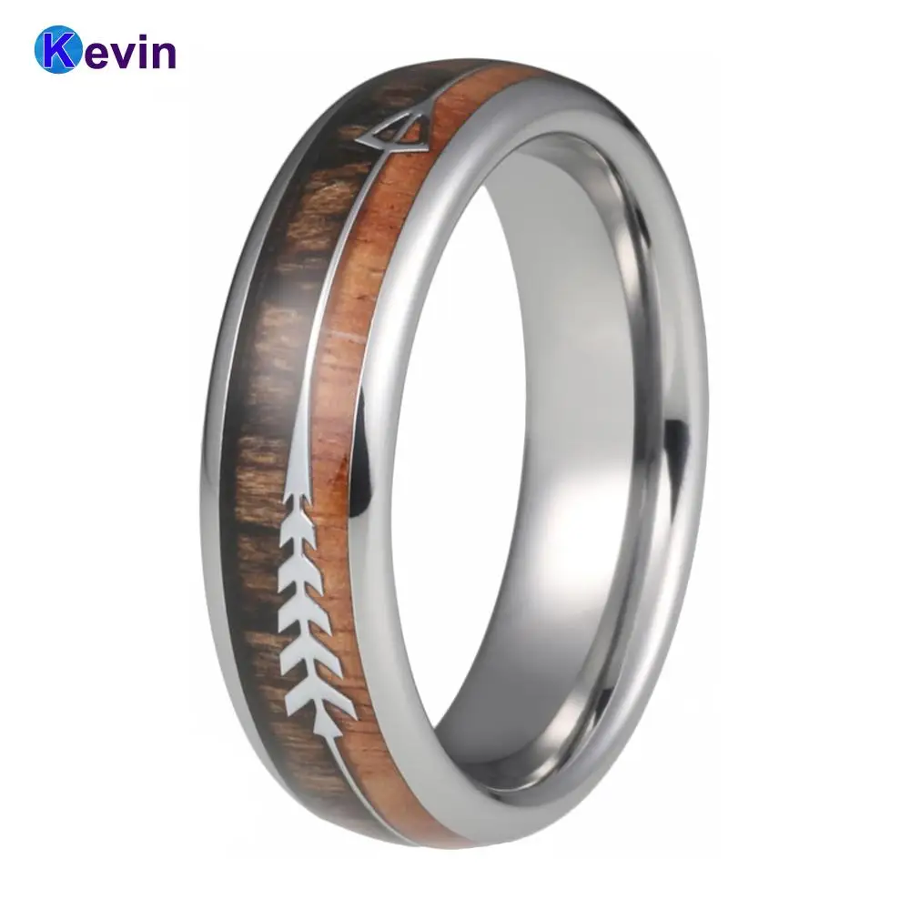 Silver 6MM Серебряное обручальное кольцо для мужчин и женщин, обручальное кольцо из вольфрама с двойной вставкой из дерева и стали, 6 мм - Цвет основного камня: Silver 6MM