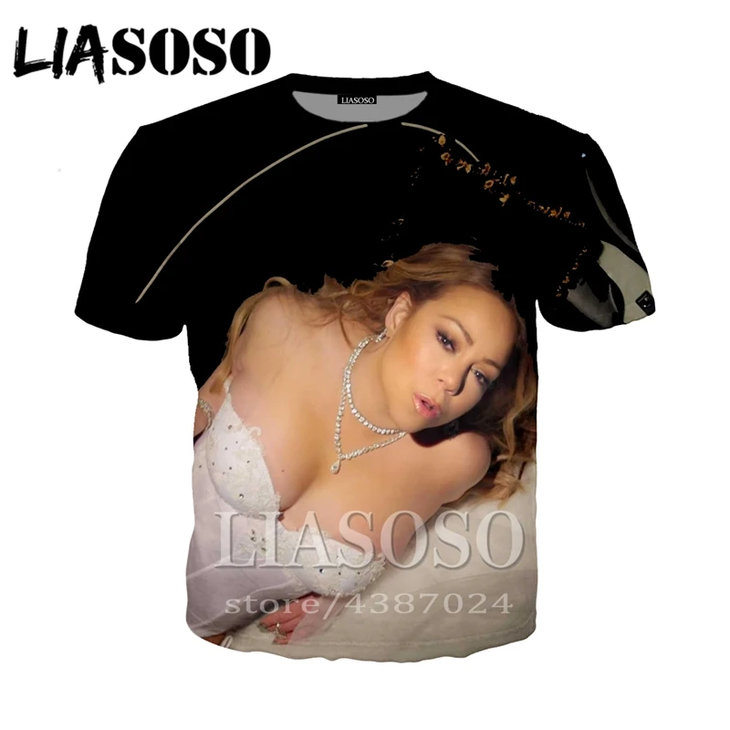 LIASOSO, аниме, 3d принт, футболка для мужчин и женщин, модная, Harajuku, короткий рукав, Mariah Carey, забавная футболка, футболки, рок, homme, футболка, E309
