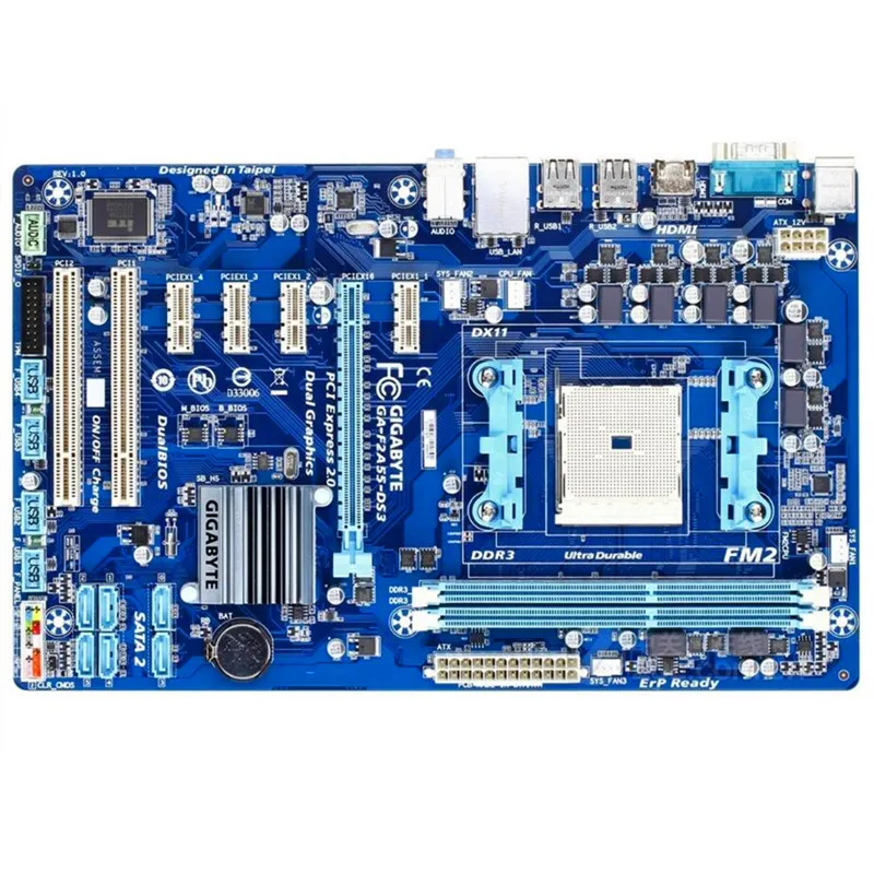 Бесплатная доставка 100% оригинальная материнская плата для Gigabyte GA F2A55 DS3 DDR3 FM2