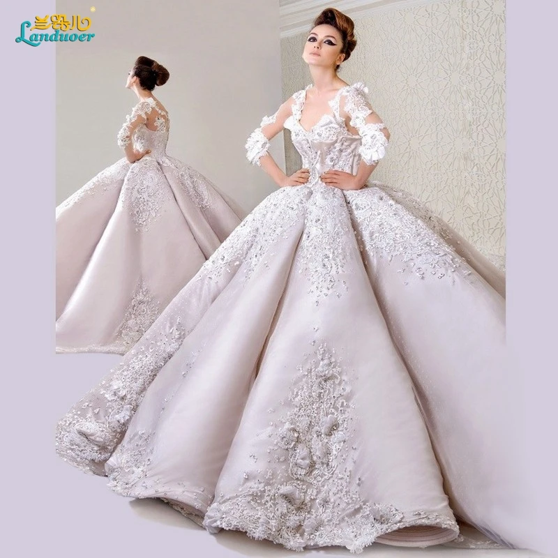 Свадебное платье 2017 Собор long train бальное принцессы свадьбы vestidos де noiva luxo