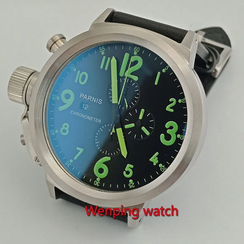 50 мм наручные часы с большим циферблатом левой руки es relojes de pulsera Parnis хронограф 0S10