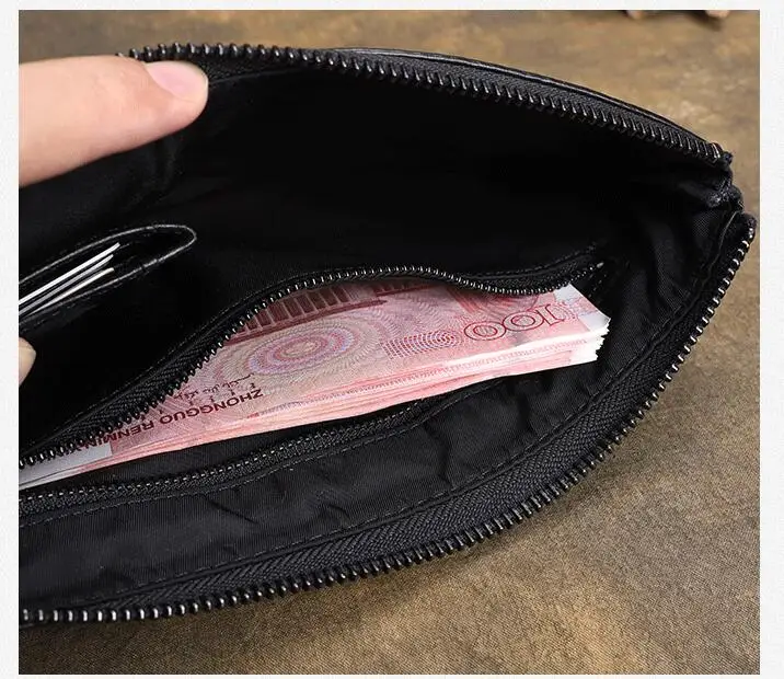 Мужские кошельки из натуральной кожи в винтажном стиле, вместительный клатч, многофункциональный кошелек на молнии, кошелек, держатель для карт, браслет