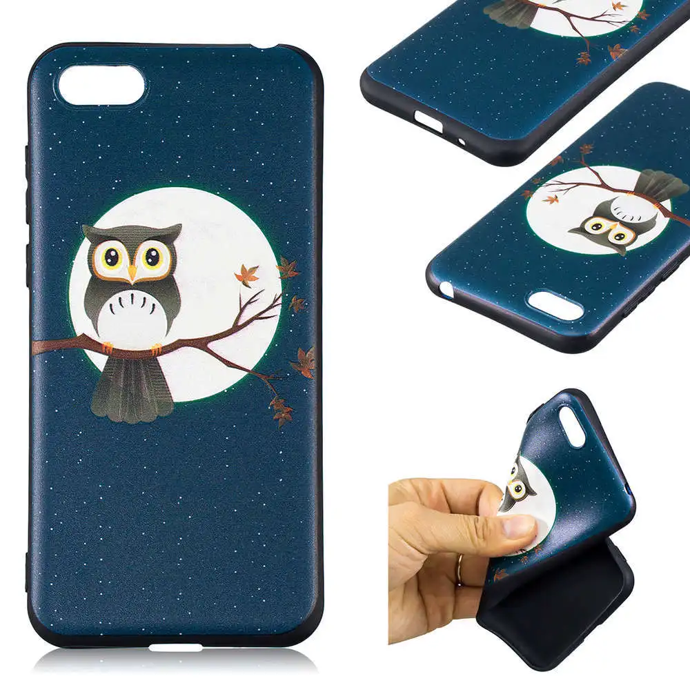 case For Huawei Y5 Y6 2018 Honor 7A 8C Cover strengthen 3D flower panda Stereo Relief Painting TPU Soft Back Covers |