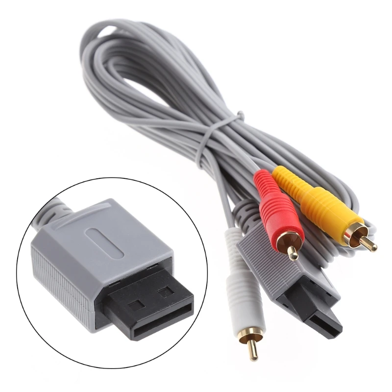 

Audio Video AV Stereo 3 RCA Composite Cable 1.8M For Nintendo Wii Game Console