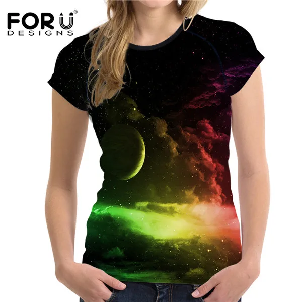 FORUDESIGNS/Высокое качество 3D Galaxy пространство футболка для женщин Новинка Эластичный хип хоп футболки одежда Haut Femme - Цвет: H697BV