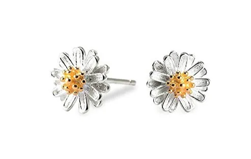 1 пара серебряный Daisy Симпатичные серьги-гвоздики цветок хризантемы длинные