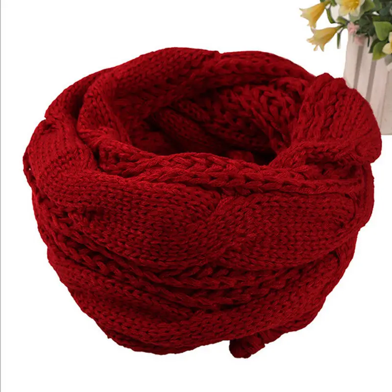 

2018 Unisex Women Scarf Winter Warm 2 Circle Ring Knit Cowl Neck Long Knit Wool Wraps New