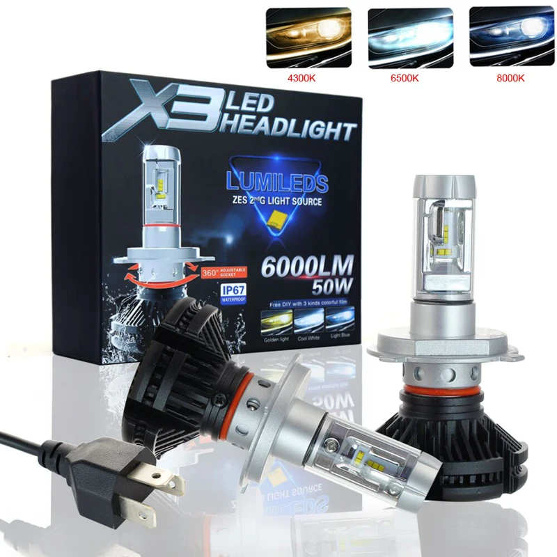 Elglux 2 шт. 9005 HB3 9006 HB4 H11 H4 H7 Led H1 Автомобильная фара 50 Вт 6000LM IP67 Лампа все в одном CSP