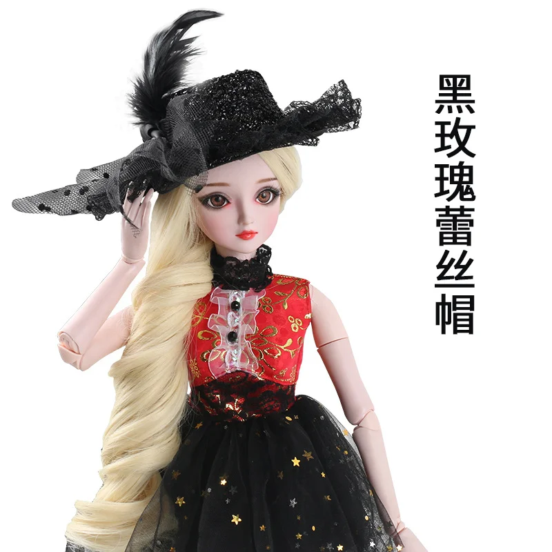 Кукла шляпа для Bjd 1/3 кукла девушка топ красный/синий/черный/фиолетовый головной