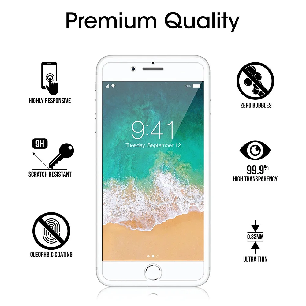 10 шт. с уровнем твердости 9H Защитная пленка для экрана iPhone 11 Pro 12 X XS Max XR 8 Plus 7 6 6S 5S 5C