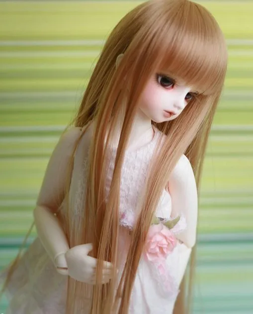 

1/4 7-8 " Bjd Sd Doll Wig High Temperature Wire Long Lovely Striaght BJD Super Hair Wig Free Shipping