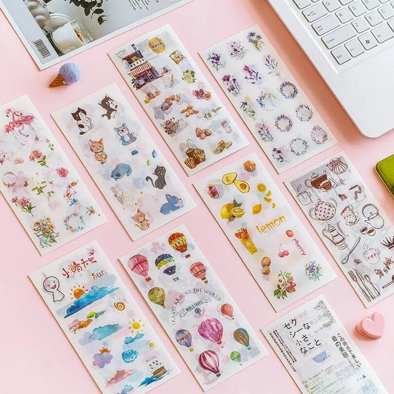 6 листов/лот журнал японская бумага цветок винтажный календарь кофе декоративный