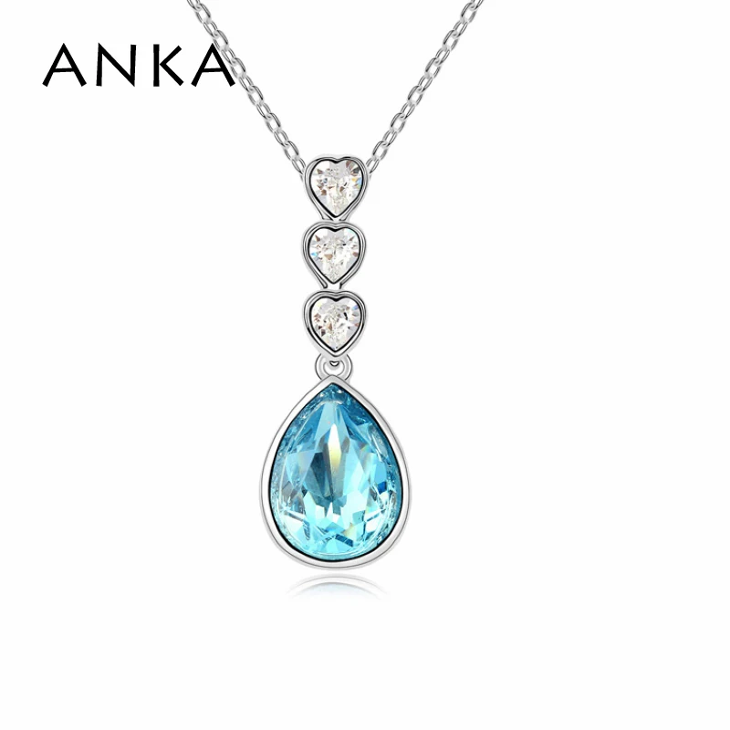 

ANKA three small heart with water drop crystal necklace hot sale trendy for women Crystals from Austria #100343