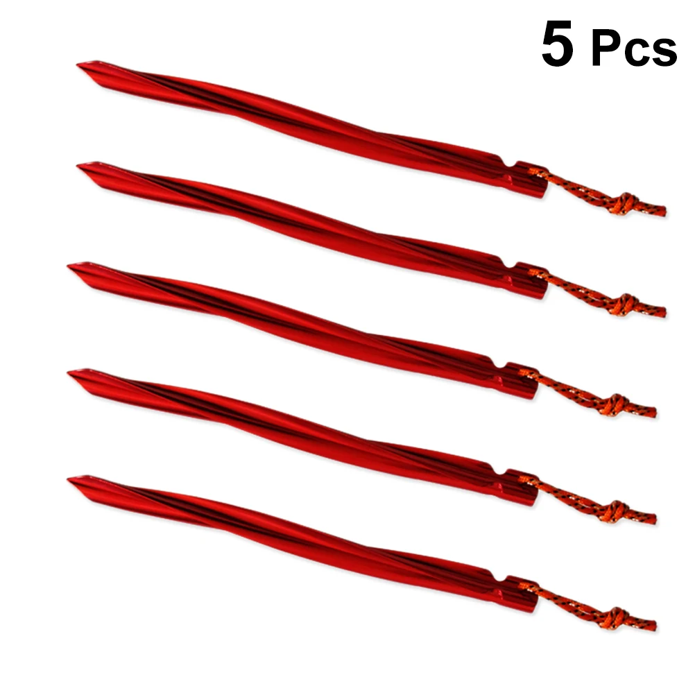 5PCS Tent Nails Rustproof Spiral Shape Durable Pull Cord for Daily Use Outdoor Fishing Camping | Спорт и развлечения