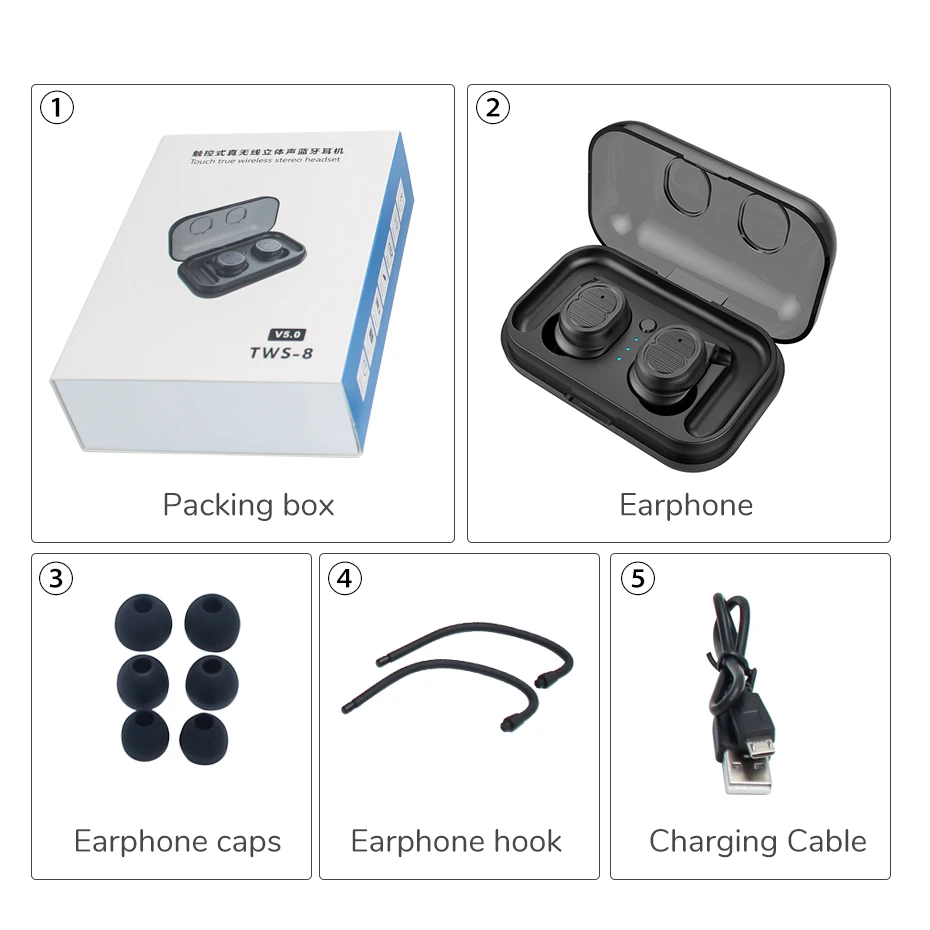 Топиинг Беспроводная Bluetooth мини гарнитура Высокое качество звука Музыка Спорт 5 0