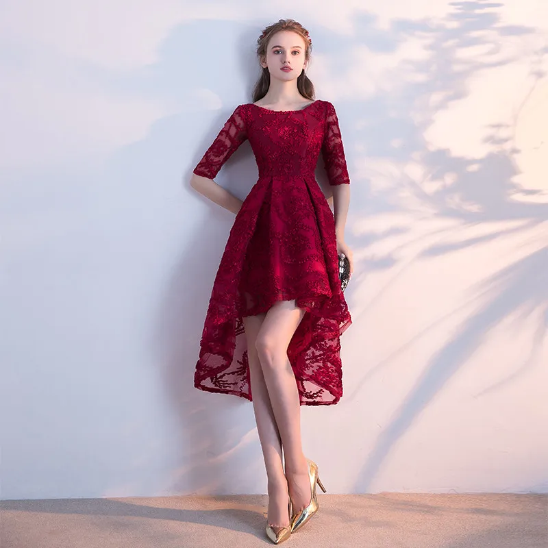 Robe De Soiree платье для выпускного вечера es High/LowVestidos Largos реальное фото Бордовое