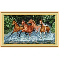 everlasting love christmas horses chinese cross stitch kits ecological cotton counted stamped 11 14 ct new store sales promotion