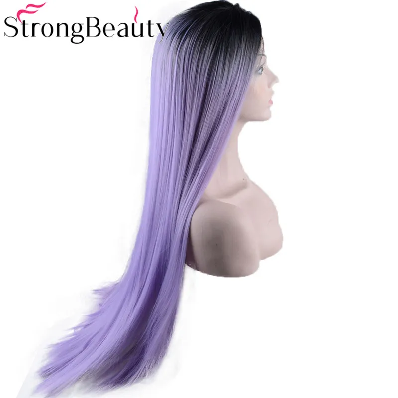 Strongbeauty длинные прямые кружевные фронтальные синтетические волосы