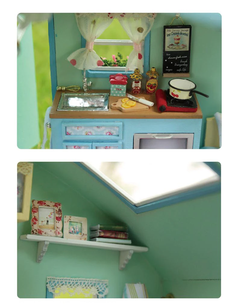 CUTEBEE DIY кукольный домик деревянные кукольные домики Миниатюрный Кукольный дом набор мебели Каса музыка светодиодные игрушки для детей подарок на день рождения K39