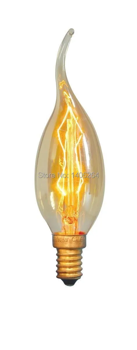 10 шт. лампочки накаливания Эдисона винтажный наконечник пламени дымчатое стекло