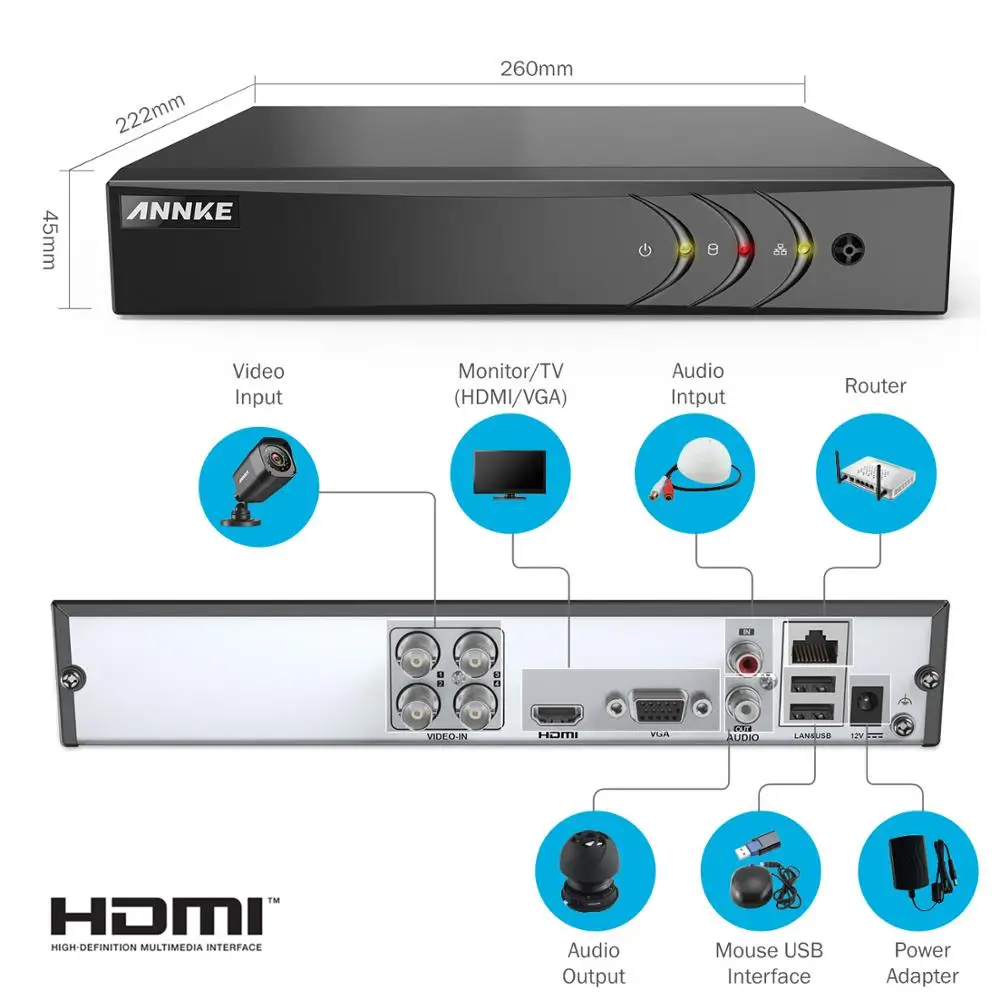 ANNKE 4CH 1080P CCTV система DVR комплект 4 шт. 2.0MP Наружные камеры безопасности Система ИК