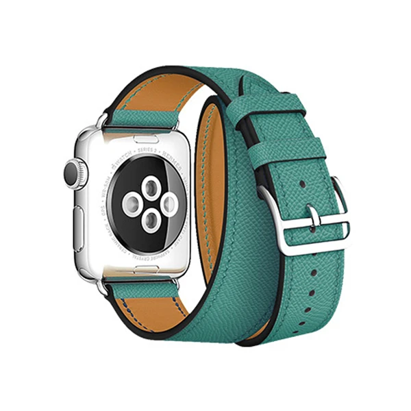 Green Для Apple Watch Series 4 3 2 1 Swift кожаный двойной одиночный Тур часы группа Herm Логотип Ремешок для iWatch замена Браслет ремень - Band Color: Green