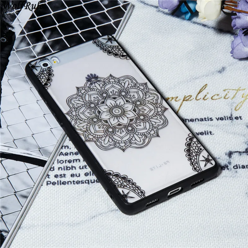 HeiMTL Тисненый кружевной чехол huawei P8 Lite, Твердый чехол из поликарбоната, прозрачный рельефный ретро-чехол с цветами для huawei P8 Lite, чехол huawei ALE-L21 5,0" - Цвет: HeiMTL